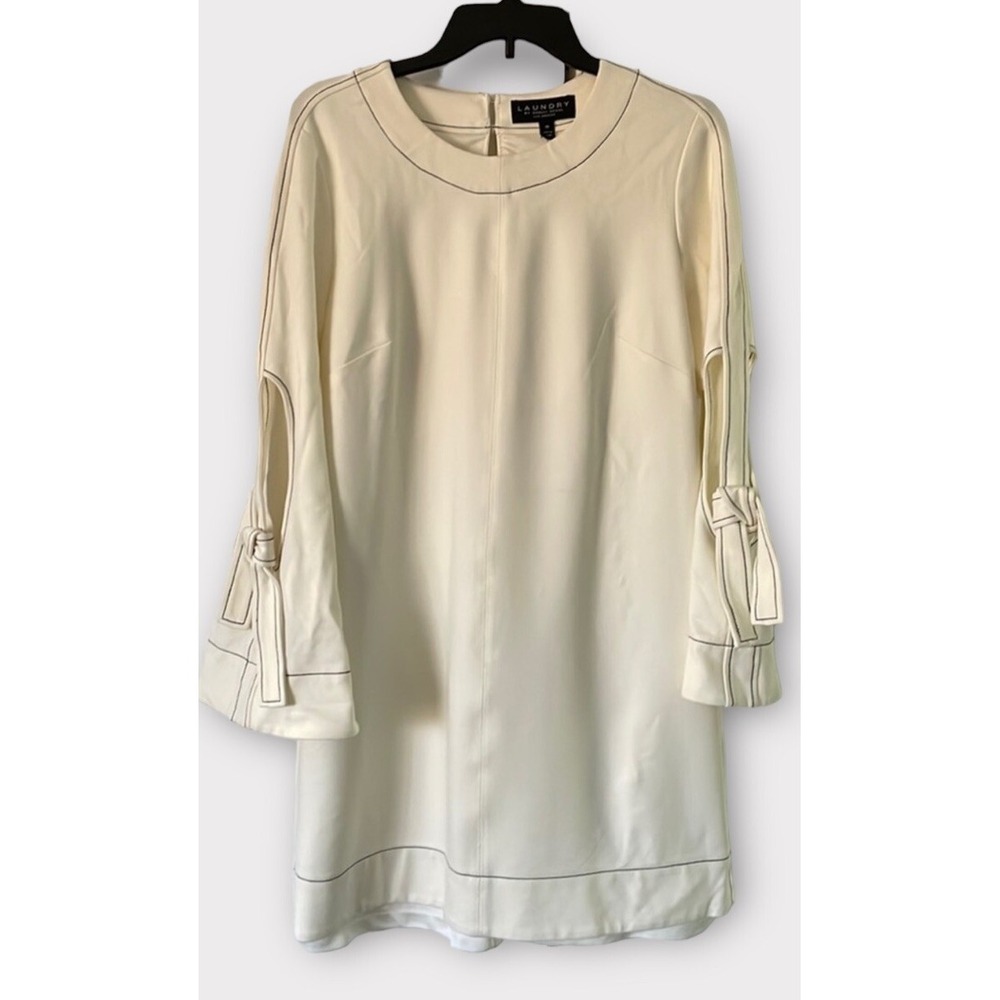 Laundry By Shelli Segal Womens Long Sleeve Shift‎ Marshmallow Ivory Size 6 - Picture 3 of 7
